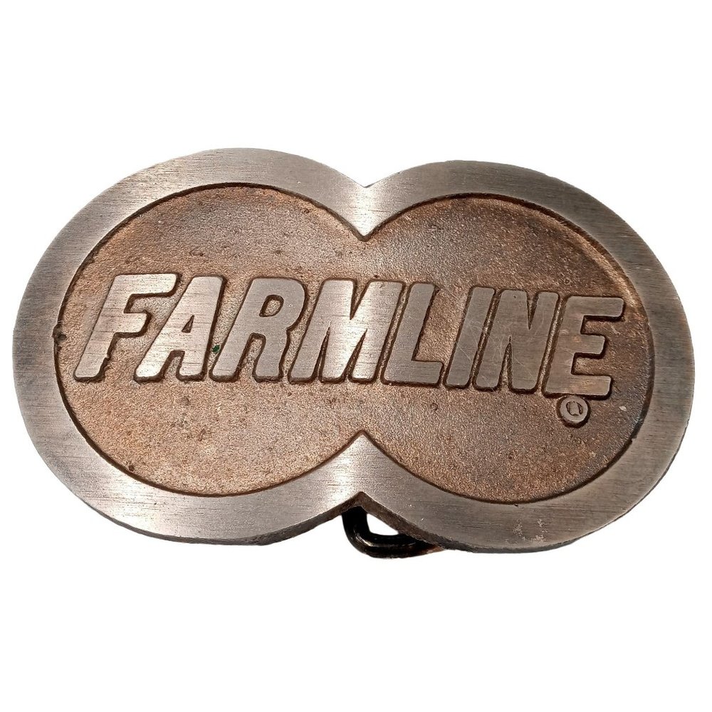 Farmline Belt Buckle Vintage 1983 Farm Line Advertising Cowboy Farmer